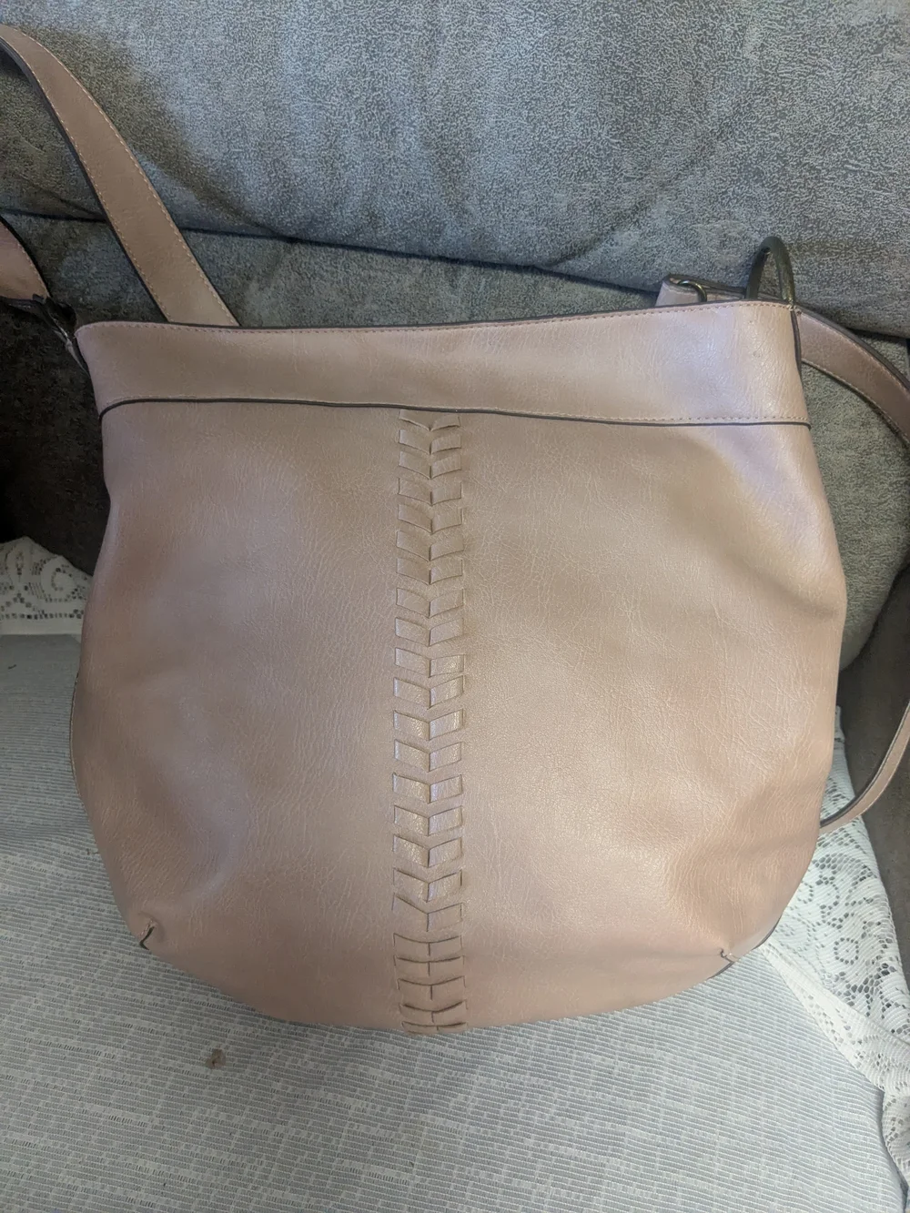 Blush Pink Genuine Leather Crossbody Bag | Boho Braided Weave Purse with Antique
